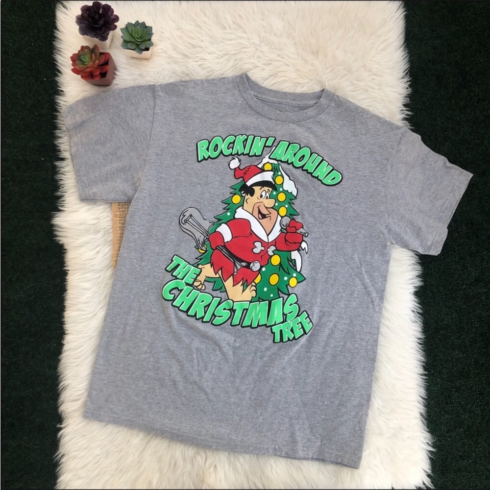 Hanna Barbera Flintstones Christmas Shirt Tee